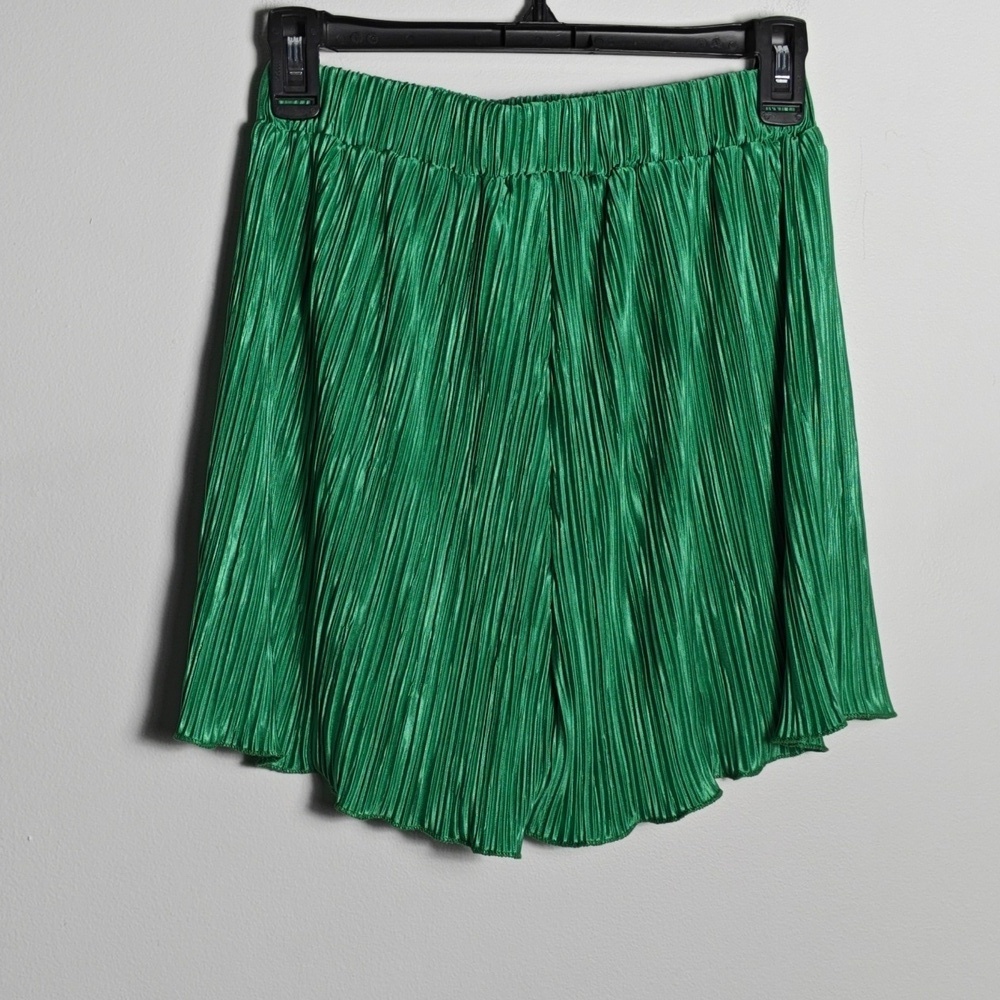 Oversized 2piece Pleated Long Sleeve Button Blouse Top Wide Leg Short Set Size S - Picture 15 of 16